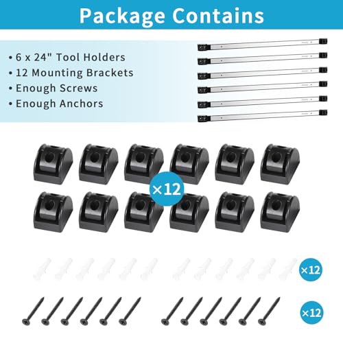 6 Pieces 24" Magnetic Tool Holder Strip (Silver 6PC / 24")