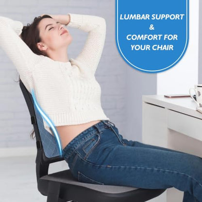 Lumbar Support Pillow for Office Chair (Light Blue)