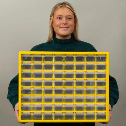 64 Drawer Plastic Storage Cabinet (Yellow / 64 Drawer / 1 Pack)