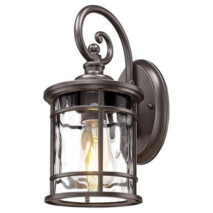 Outdoor Porch Light Fixture (Oil Rubbed Bronze - Water Ripple Glass / 12.4 Inch)