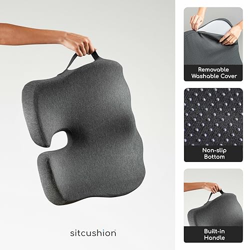 Pressure Relief Seat Cushion for Tailbone Pain (Black & Dark Gray)