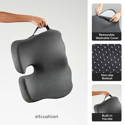 Pressure Relief Seat Cushion for Tailbone Pain (Black & Dark Gray)