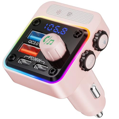 54W Bluetooth 5.3 Car Adapter (Pink)