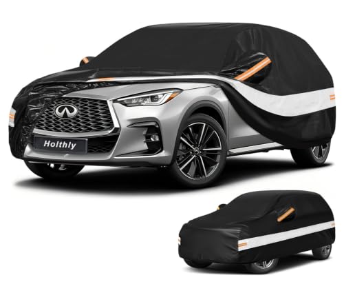 10 Layers SUV Car Cover Custom Fit for Infiniti QX50 QX55 (Black Gray / Custom Fit for Infiniti QX55)