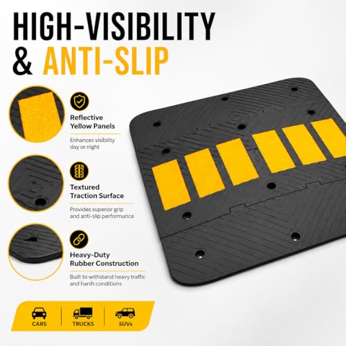 Rubber Speed Bump Middle Section 36"x20"x2" Heavy Duty 22 (Middle Part1 Pack)