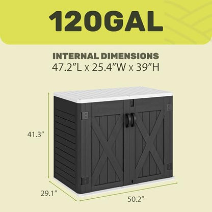 Outdoor Resin Storage Sheds with X (X-Shaped-4.3x3.4ft / Dark Gray)