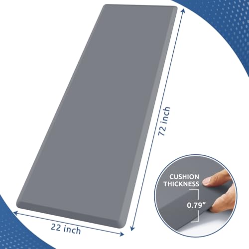 0.8" Thick Kitchen Mat Cushioned Anti Fatigue Rug Comfort Floor Mats (Grey / 72"L x 22"W x 0.8"Th)