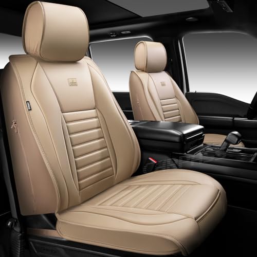 Nappa Leather Car Seat Covers Full Set (Beige Leather / Full Set)