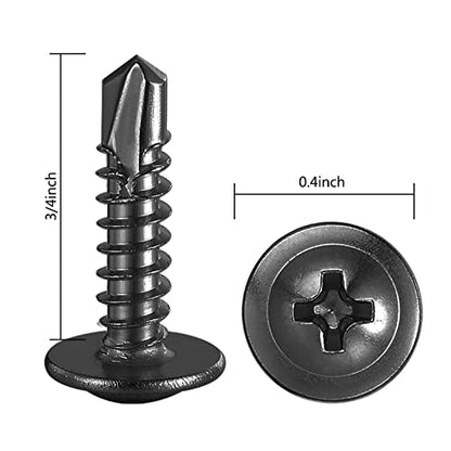 300Pcs)#8×3/4” for Sheet Metal Self-Tapping Screws 410 Black Stainless Steel Truss Head High-Strength Quick Tapping (#8X3/4" / Black)