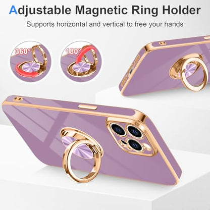 Designed for iPhone 15 Pro Case with Ring Stand Slim Purple (Purple / 6.1'' iPhone 15 Pro)