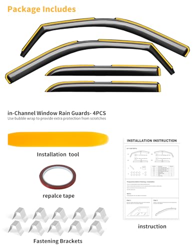 Rain Guards for Dodge Ram 1500 Crew Cab 2009 (Fit for 2009-2026 RAM Crew Cab Mega Cab)