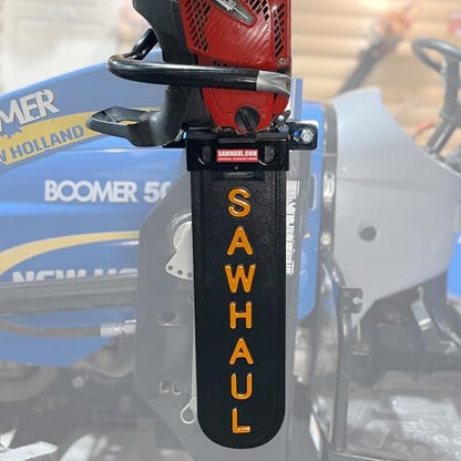 GearHaul SawHaul Fixed Universal Tractor Chainsaw Carrier (Fixed - Tractors / 20 Inch Scabbard / Orange)