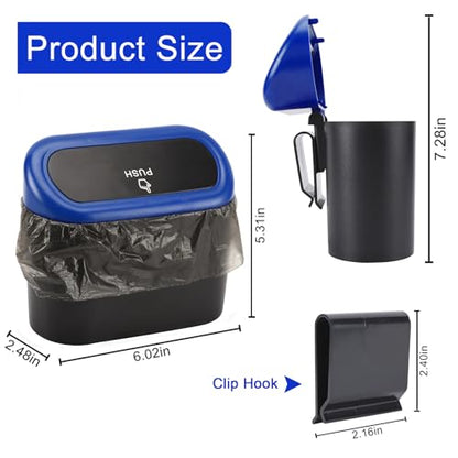 Car Trash Can with Lid (Black/Blue Lid)