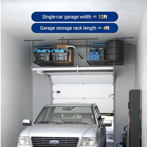 4x4 Overhead Garage Ceiling Storage Rack Organization (Black / 4x4 ft)