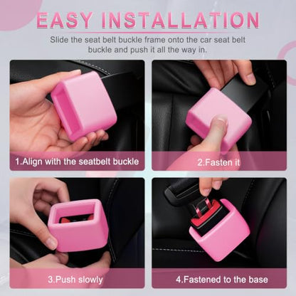 2PCS Seat Belt Buckle Holder (Fluorescent Pink)