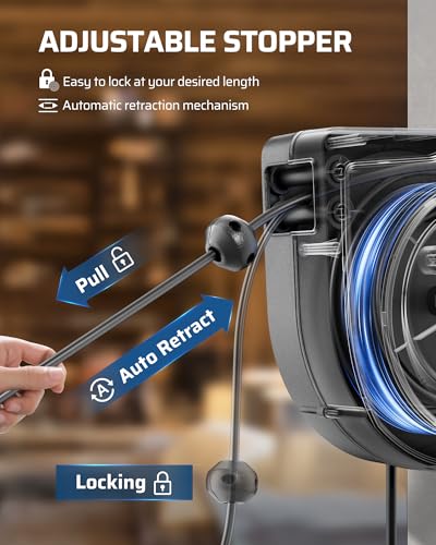 75FT Retractable Extension Cord Reel (Black)