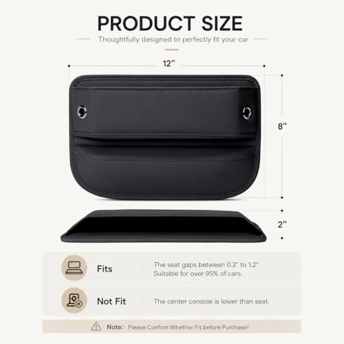Premium Leather Car Seat Gap Filler Organizer (Black)