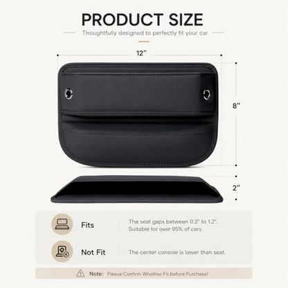 Premium Leather Car Seat Gap Filler Organizer (Black)