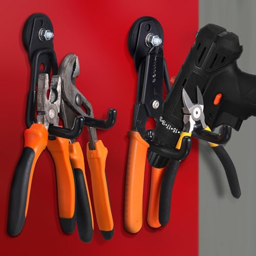 14 Pcs Large Magnetic Hooks Heavy Duty Garage Magnet Hooks Strong Storage Utility Magnetic Hangers with Anti Slip Rubber Coating for Indoor and Outdoor Hanging (Black)