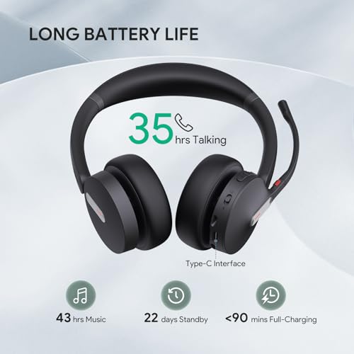 BH70 UC Wireless Bluetooth Headset with AI Microphone Flip (Black (UC) / Dual (USB-C to A))