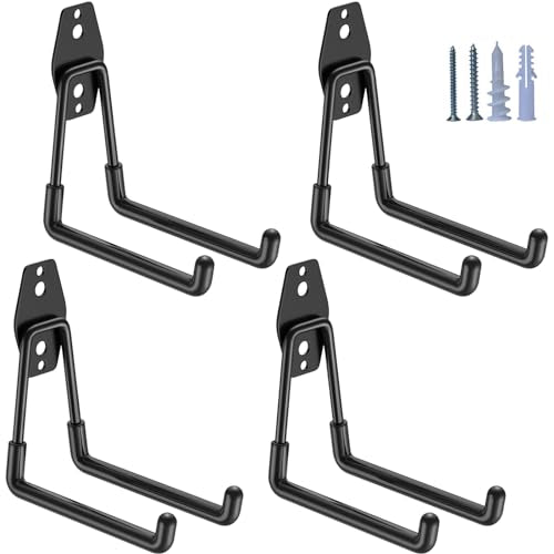 Garage Hooks Heavy Duty 4 Pack (5.1inch U Hook / Black Medium U Hook)