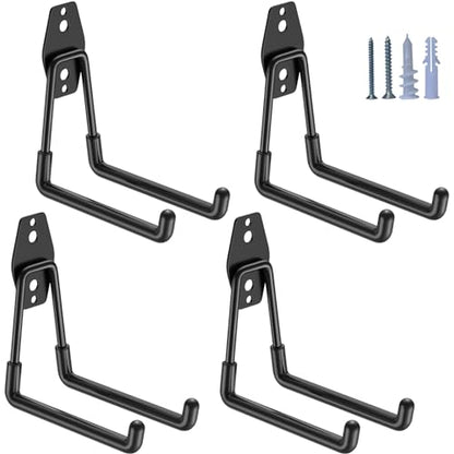 Garage Hooks Heavy Duty 4 Pack (5.1inch U Hook / Black Medium U Hook)