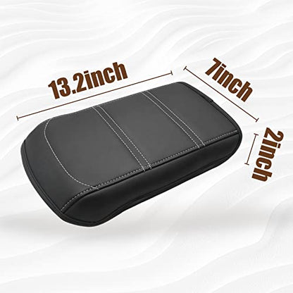 Armrest Cover for GMC Acadia 2017 (19) 17-23 |Acadia| Black/White Stitching, Regular)