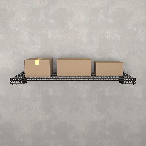 24" x 60" Black Epoxy Wire Wall Mount Shelf (Black / 24" x 60")