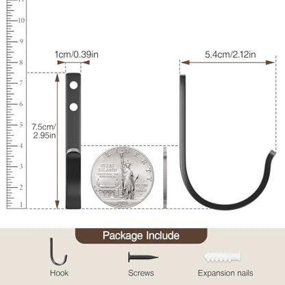 10 Pack 22LB Wall Hooks for Hanging Towel (Black / 10 Pack)