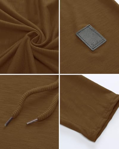 Mens Fashion Athletic Hoodies Sport Sweatshirt Solid Color Fleece Pullover Brown Large (Large / Brown)