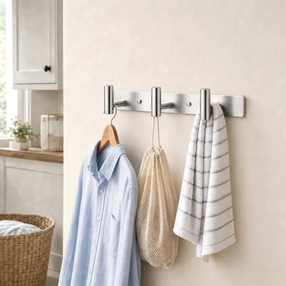 Wall Mounted Coat Rack ("T" Shape 3 Hooks - 1 Pack / Silver)