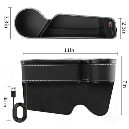 7 Colors LED Car Seat Gap Organizer with 56W Fast Charger 2 Pieces