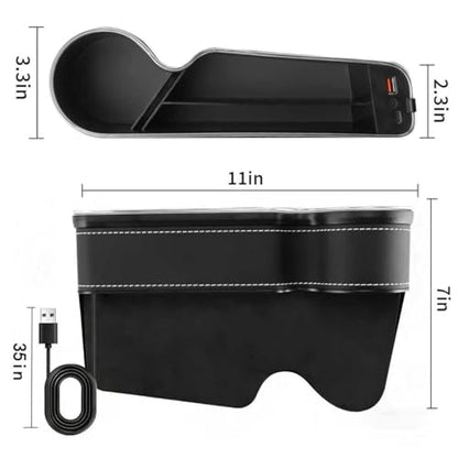 7 Colors LED Car Seat Gap Organizer with 56W Fast Charger 2 Pieces