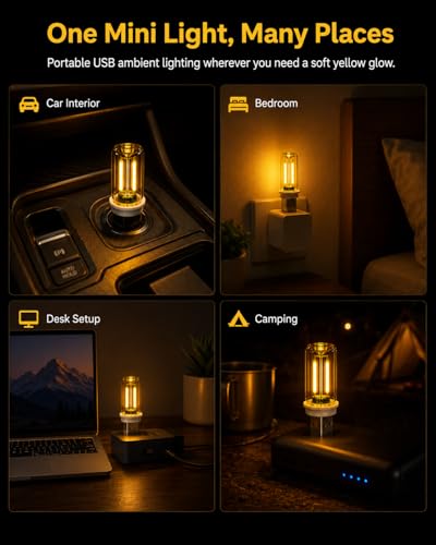 6 Pack USB Car Night Light (Yellow)