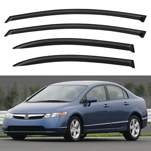 Window Visors Rain Guards for 2006 (2006-2011 Honda Civic Sedan)