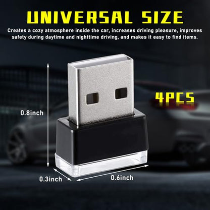 4 PCS USB LED Car Interior Atmosphere Lamp (Blue+Ice Blue+Red+Purple)