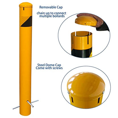 46" High Pour in Place Steel Bollard Post with Removable Cap (46in High x 5.5in Dia)