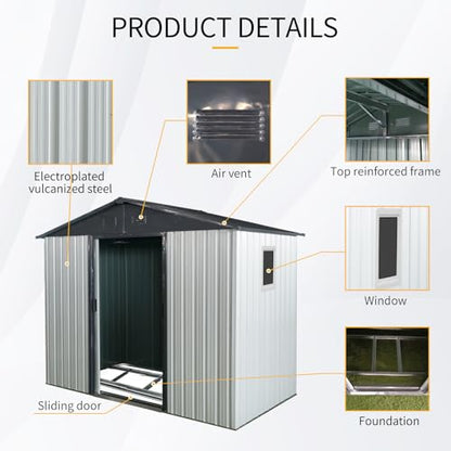 4x8 FT Outdoor Storage Shed (4x8 FT/Window / White+Black)
