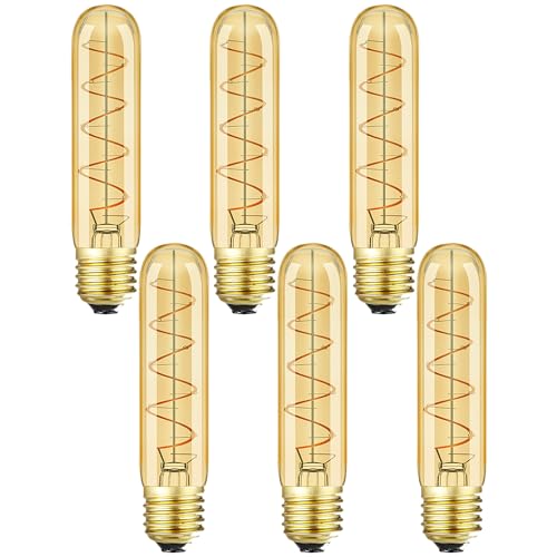 Vintage T10 LED Edison Light Bulb Super Thin Filament (5.1in(130mm)-6Pcs)