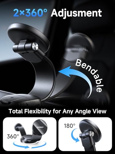 Car Phone Holder for MagSafe [360° Adjustable Memory Alloy Arm (Carbon Fiber)