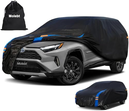 SUV Car Cover Waterproof All Weather for Automobiles (Black-Blue / 3 SUV/Jeep-Length 182-190 inch)
