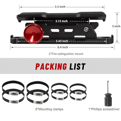 Quick Release Fire Extinguisher Mount with 8 Clamps for Tractor 2PCS (Pack of 2)