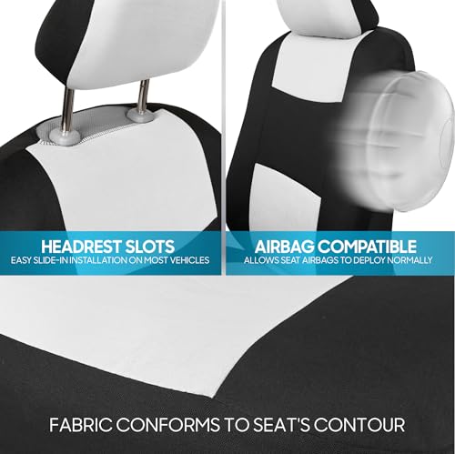 PolyPro Car Seat Covers Full Set in White on Black (White)