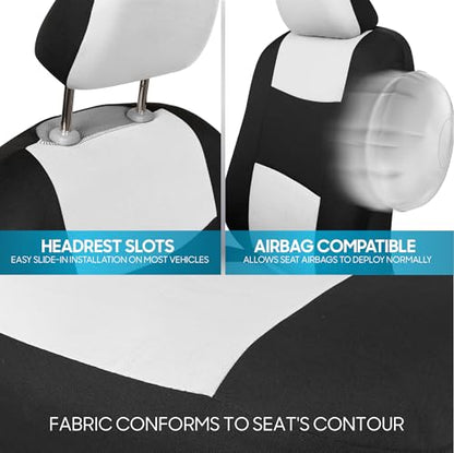 PolyPro Car Seat Covers Full Set in White on Black (White)