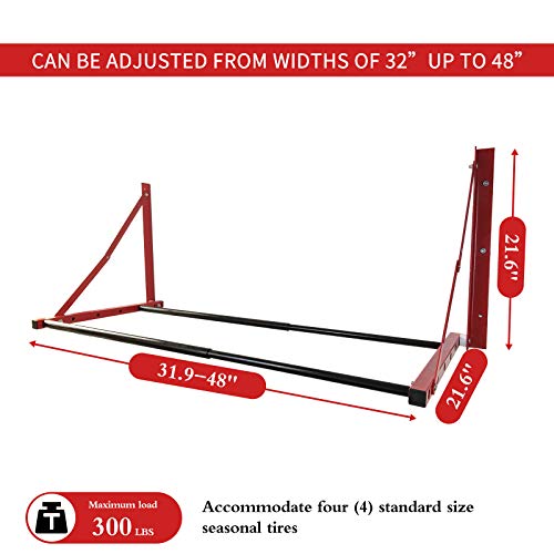 Folding Tire Wheel Rack Wall Mount Multi (Red (32"-48"))