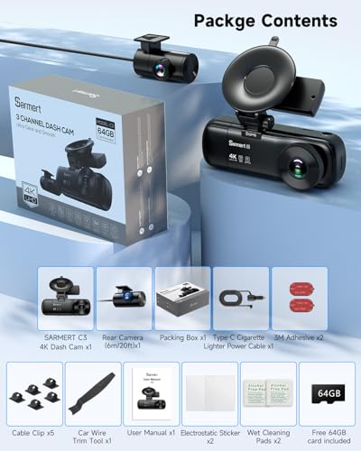 4K 3 Channel Dash Cam (C3)
