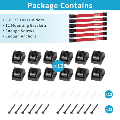 6 Pieces 12" Magnetic Tool Holder Strip (Red 6PC / 12")
