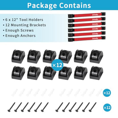 6 Pieces 12" Magnetic Tool Holder Strip (Red 6PC / 12")