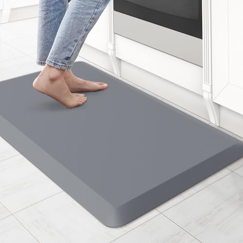 Kitchen Mat Cushioned Anti Fatigue Kitchen Rug Non Slip Standing Mat Comfort Floor Mats for Sink Office (Grey / 28"L x 17.3"W x 0.8"Th)