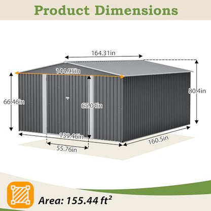 Outdoor Storage Shed (12x14 Ft-with window / Gray)
